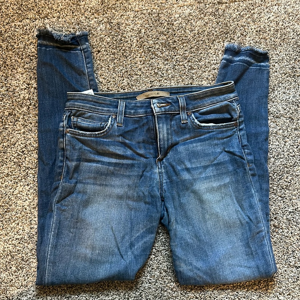 Joe’s skinny jeans with distressed hem